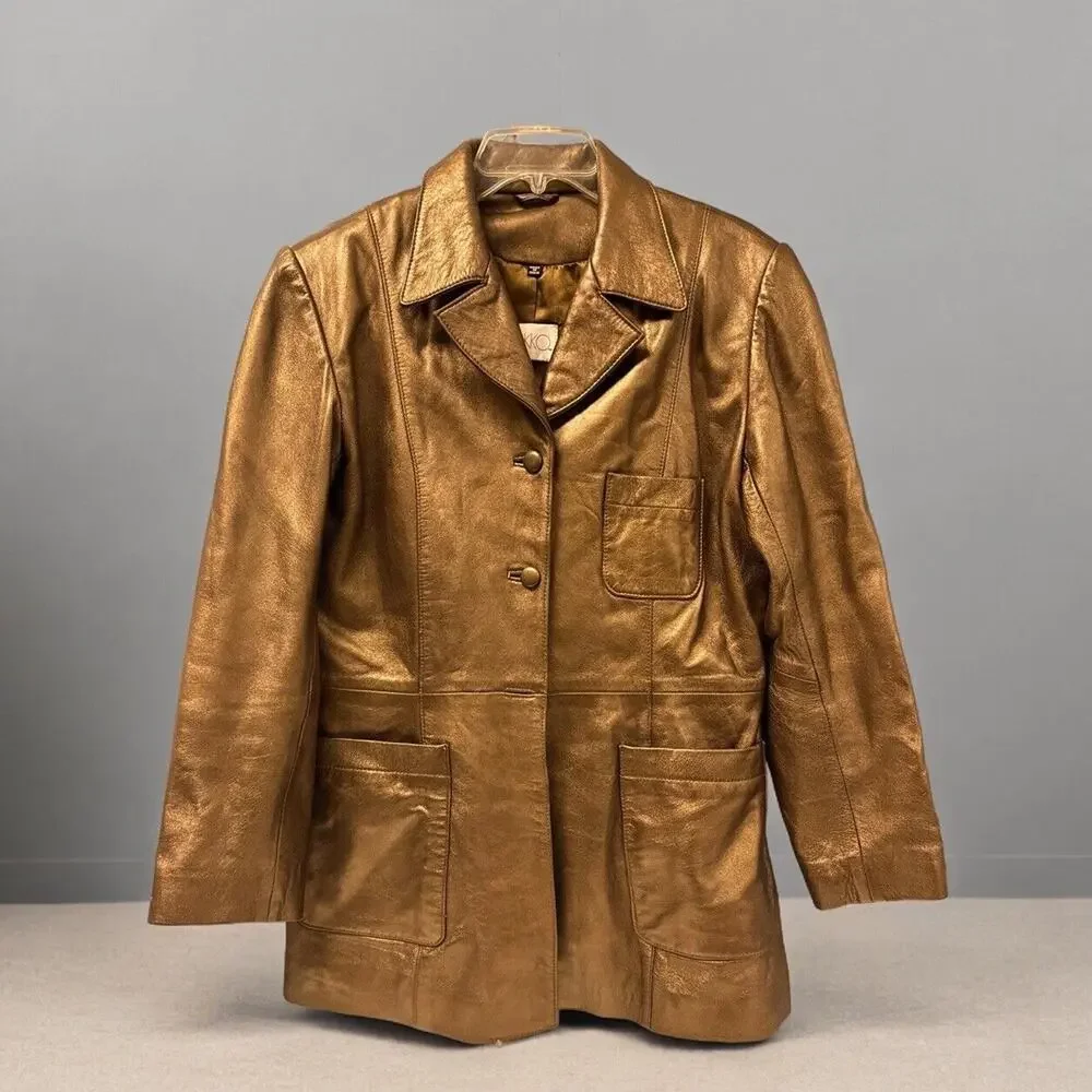 Vakko Jacket Size Large Leather Women's Brown Blazer Style Jacket - Picture 1 of 7